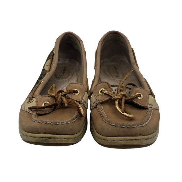 Sperry Top Sider Brown Angelfish Leopard Jacquard Boat Shoe Size 7.5 Women's - Picture 3 of 9